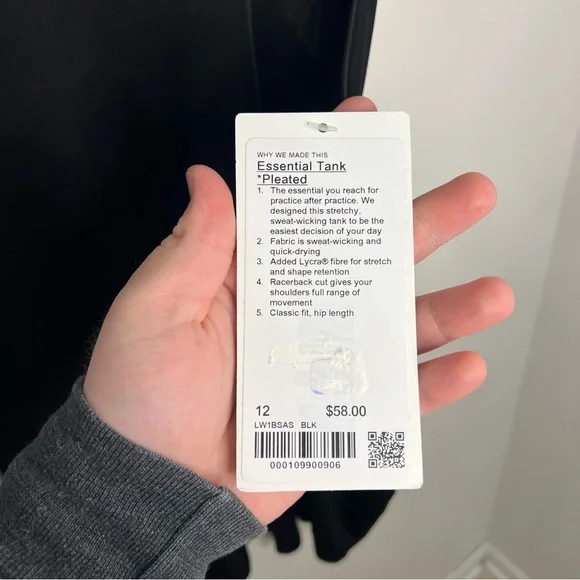 NWT Lululemon Essential Tank Women's Size 12 Black Athleticwear Yoga Spring - Picture 6 of 8